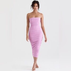 TANA HOUSR OF CB
PINK STRAPLESS CORSET MIDI DRESS